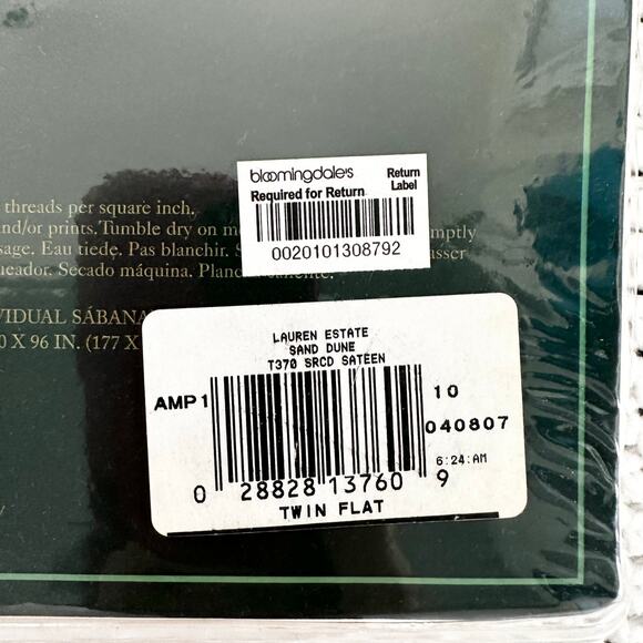 Lauren Ralph Lauren Vintage Estate Sateen Sheet Beige Sand Dune Twin Sheet Set - Picture 8 of 9